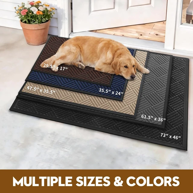 Alt view image 6 of 7 - Front Door Mat, Heavy Duty Non-Slip Doormat 29.5"x17", Black | Dirt Trapper Absorbent Low Profile Welcome Mat, Indoor/Outdoor Entryway, Stain & Fade Resistant, Rubber Backing, Easy Clean