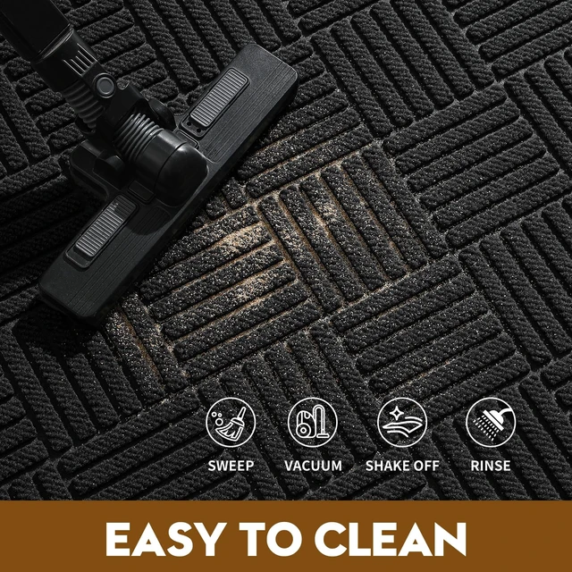 Alt view image 7 of 7 - Front Door Mat, Heavy Duty Non-Slip Doormat 29.5"x17", Black | Dirt Trapper Absorbent Low Profile Welcome Mat, Indoor/Outdoor Entryway, Stain & Fade Resistant, Rubber Backing, Easy Clean