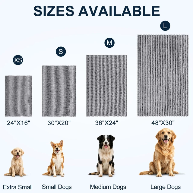 Alt view image 2 of 7 - Dog Door Mat for Muddy Paws 30x20, Ultra Absorbent Chenille Doormat | Grey, Dirt-Trapping, Non-Slip, Machine Washable, Quick-Drying Front Door Mat for Dogs and Indoor Entryways