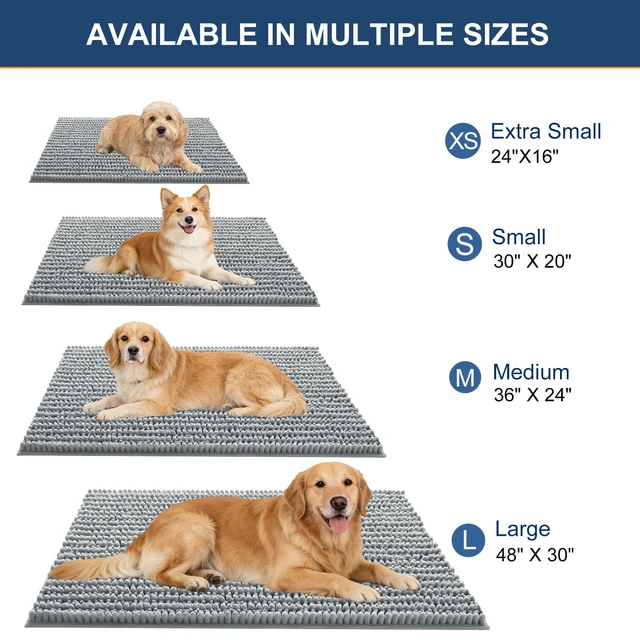 Alt view image 2 of 7 - Dog Door Mat for Muddy Paws 30x20, Ultra-Absorbent Chenille Mud Mat | Grey, Absorbs Moisture and Dirt, Non-Slip Washable Doormat, Quick-Drying Indoor Entryway Floor Carpet for Dogs and Muddy Paws