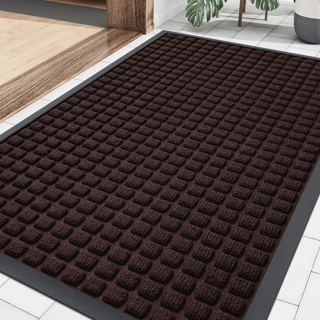 Main image of Front Door Mat Outside Entrance, Natural Rubber Doormat, 29.5x17 Inch | Brown, Non Slip, Trap Dirt and Moisture, Easy Clean, Low Profile Welcome Floor Mats for Indoor Outdoor Entry