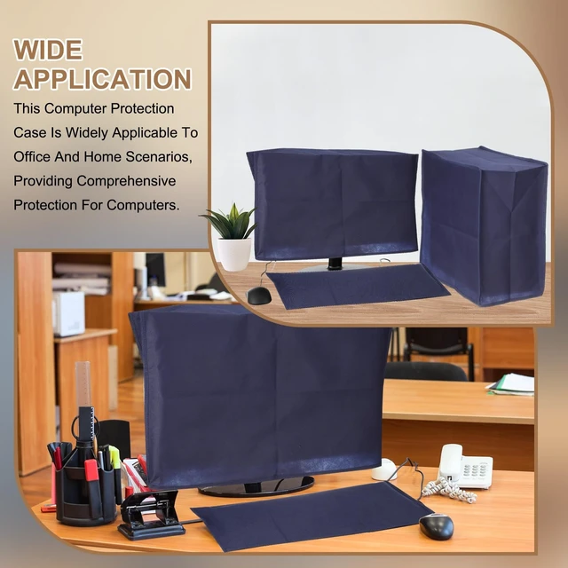 Alt view image 5 of 6 - Computer Dust Cover, 24" Desktop Host PC Dust Protection Waterproof Cover Case for Desktop PC CPU Protector - 1Pcs (Blue)