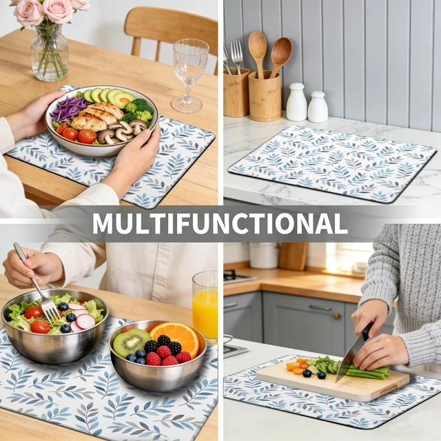Alt view image 7 of 7 - Leaf Aesthetics Washer and Dryer Covers for the Top, Plants Theme Washer Protector Mat Non-slip for Countertop, 23.6" x 19.7" Dust-proof for Laundry Room Kitchen