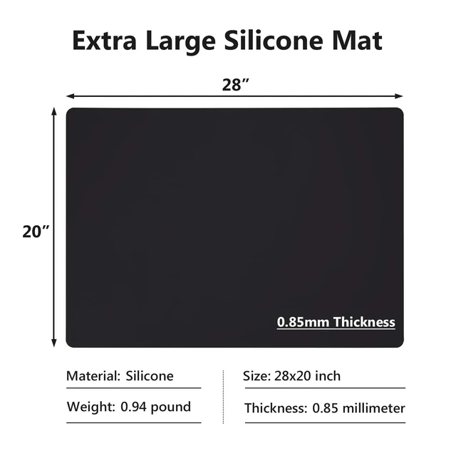 Alt view image 2 of 7 - Extra Large Silicone Mats for Countertop, 28" by 20" Multipurpose Mat, Counter Table Protector, Desk Saver Pad, Placemat Nonstick Nonskid Heat-Resistant Pad, Black