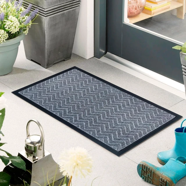 Main image of Front Door Mat Outside Entrance 17"×29", Non-Slip Outdoor Mat, Grey | Heavy-Duty and Durable Welcome Mat for Front and Back Door, Low-Profile All-Season Indoor Outdoor Floor Mat for Entryway