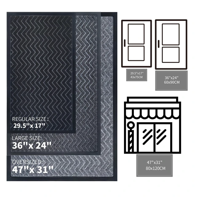 Alt view image 2 of 7 - Front Door Mat Outside Entrance 17"×29", Non-Slip Outdoor Mat, Grey | Heavy-Duty and Durable Welcome Mat for Front and Back Door, Low-Profile All-Season Indoor Outdoor Floor Mat for Entryway