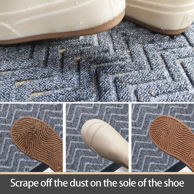 Alt view image 3 of 7 - Front Door Mat Outside Entrance 17"×29", Non-Slip Outdoor Mat, Grey | Heavy-Duty and Durable Welcome Mat for Front and Back Door, Low-Profile All-Season Indoor Outdoor Floor Mat for Entryway