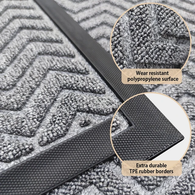 Alt view image 5 of 7 - Front Door Mat Outside Entrance 17"×29", Non-Slip Outdoor Mat, Grey | Heavy-Duty and Durable Welcome Mat for Front and Back Door, Low-Profile All-Season Indoor Outdoor Floor Mat for Entryway