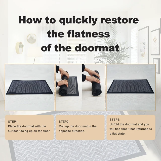 Alt view image 7 of 7 - Front Door Mat Outside Entrance 17"×29", Non-Slip Outdoor Mat, Grey | Heavy-Duty and Durable Welcome Mat for Front and Back Door, Low-Profile All-Season Indoor Outdoor Floor Mat for Entryway