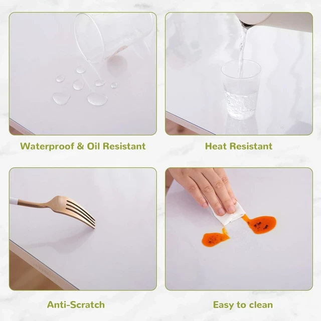 Alt view image 4 of 6 - Clear Table Cover - 12 x 40 Inch, 1.5mm Thick Plastic Mat, Protector for Desks and Tables