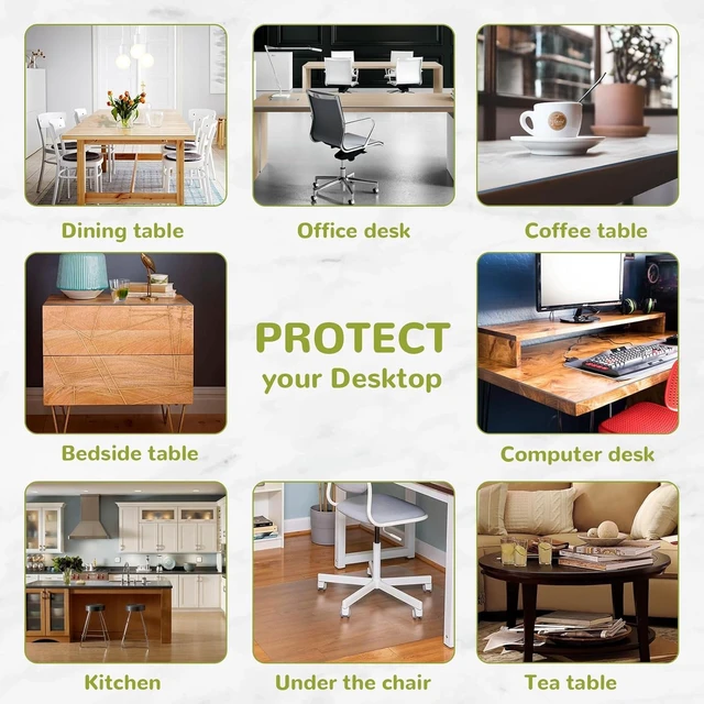 Alt view image 6 of 6 - Clear Table Cover - 12 x 40 Inch, 1.5mm Thick Plastic Mat, Protector for Desks and Tables