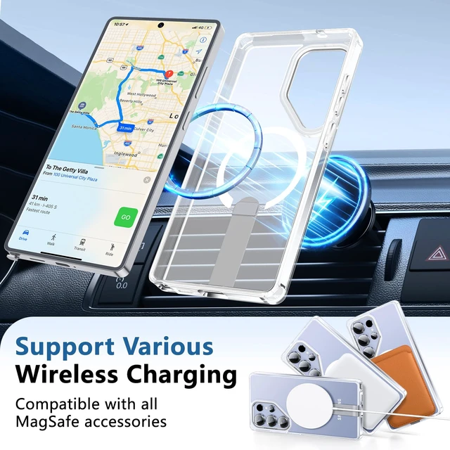 Alt view image 5 of 7 - for Samsung Galaxy-S25-Ultra case, Built-in Kickstand, Clear | Compatible with MagSafe, Military-Grade Shockproof Protection, Slim Fit & Crystal Clear Phone Case for S25 Ultra