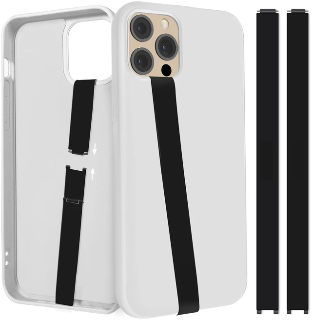 Main image of Silicone Phone Grip,2 PCS Phone Strap Reusable Finger Holder with Three Short Silicone Strips DIY Combination to Fit 4.5"-7.5" Phone Case for Travel Shopping Office(Black+Black)