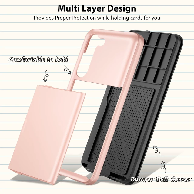 Alt view image 6 of 7 - for Samsung Galaxy S23 Case Wallet Cover Credit Card IDs Rose Gold | Pocket Shell Sliding Pocket Dual Layer Hard PC Soft Rubber Bumper Phone Cases for Samsung Galaxy S23 5G 6.1'' 2023