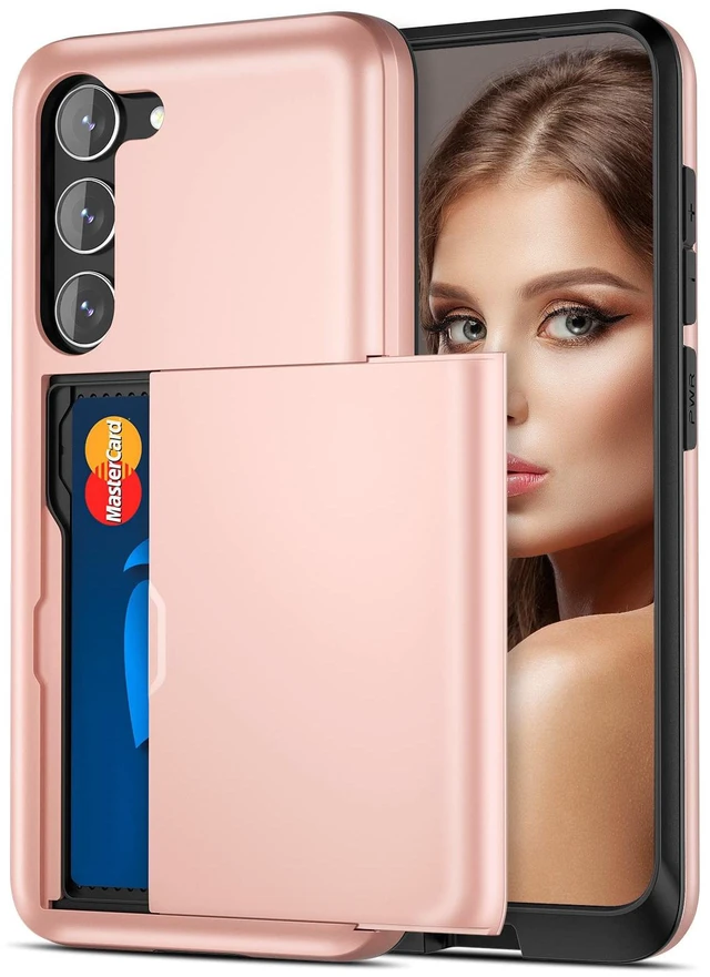 Main image of for Samsung Galaxy S23 Case Wallet Cover Credit Card IDs Rose Gold | Pocket Shell Sliding Pocket Dual Layer Hard PC Soft Rubber Bumper Phone Cases for Samsung Galaxy S23 5G 6.1'' 2023