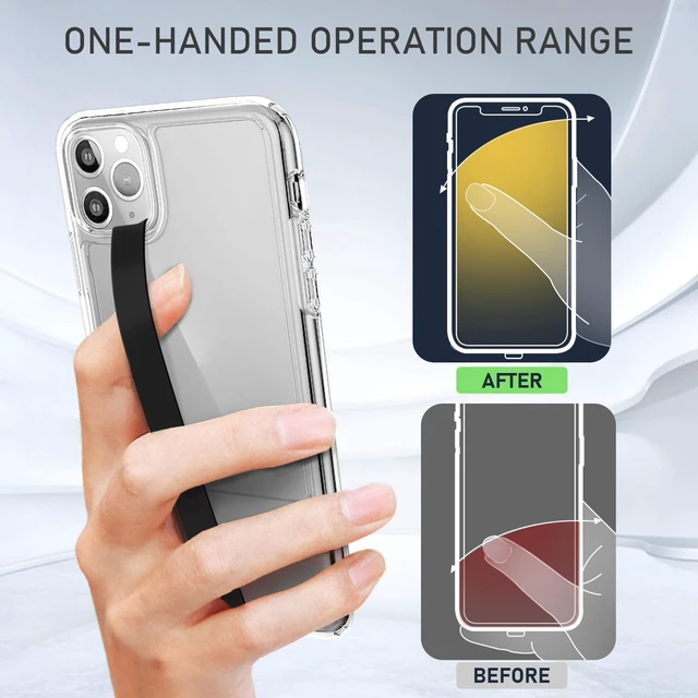 Alt view image 2 of 6 - Silicone Phone Grip,2 PCS Phone Strap Reusable Finger Holder with Three Short Silicone Strips DIY Combination to Fit 4.5"-7.5" Phone Case for Travel Shopping Office(Black+Black)