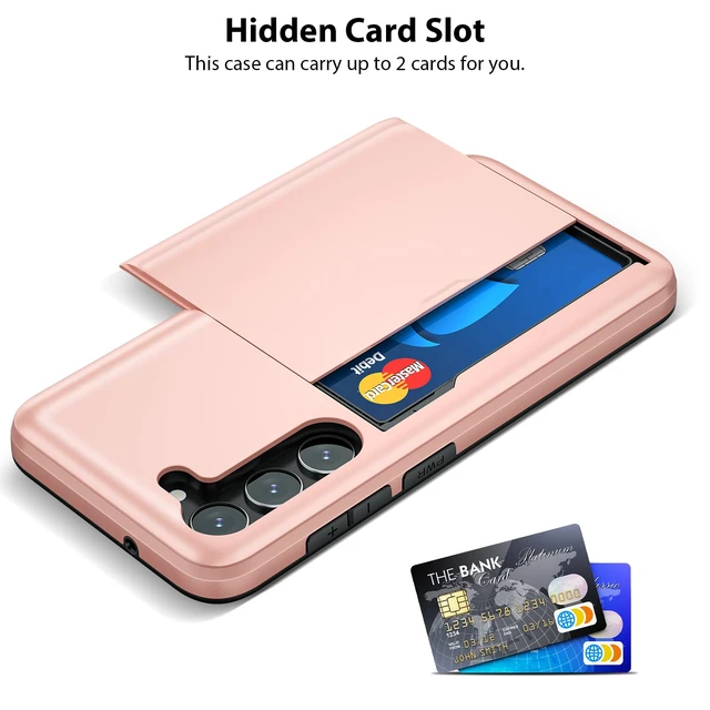 Alt view image 2 of 7 - for Samsung Galaxy S23 Case Wallet Cover Credit Card IDs Rose Gold | Pocket Shell Sliding Pocket Dual Layer Hard PC Soft Rubber Bumper Phone Cases for Samsung Galaxy S23 5G 6.1'' 2023