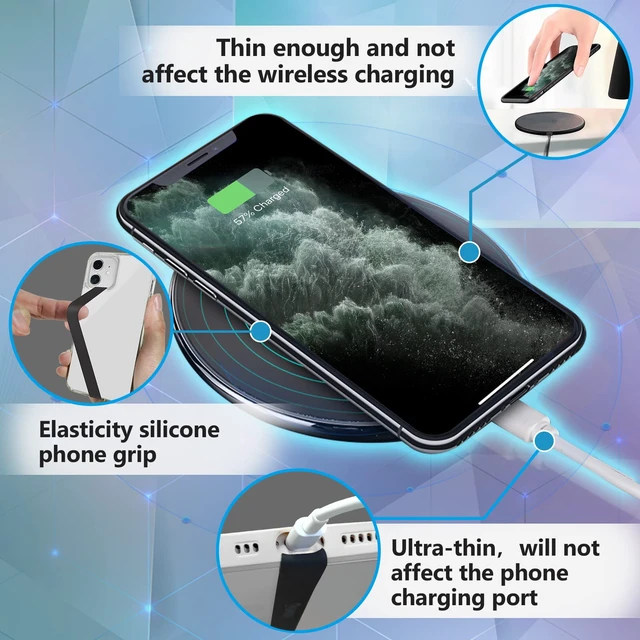 Alt view image 5 of 6 - Silicone Phone Grip,2 PCS Phone Strap Reusable Finger Holder with Three Short Silicone Strips DIY Combination to Fit 4.5"-7.5" Phone Case for Travel Shopping Office(Black+Black)