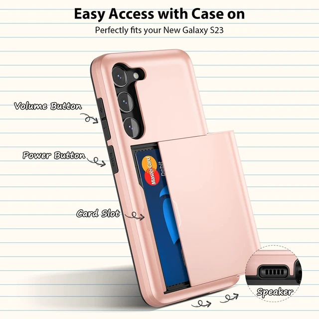 Alt view image 4 of 7 - for Samsung Galaxy S23 Case Wallet Cover Credit Card IDs Rose Gold | Pocket Shell Sliding Pocket Dual Layer Hard PC Soft Rubber Bumper Phone Cases for Samsung Galaxy S23 5G 6.1'' 2023