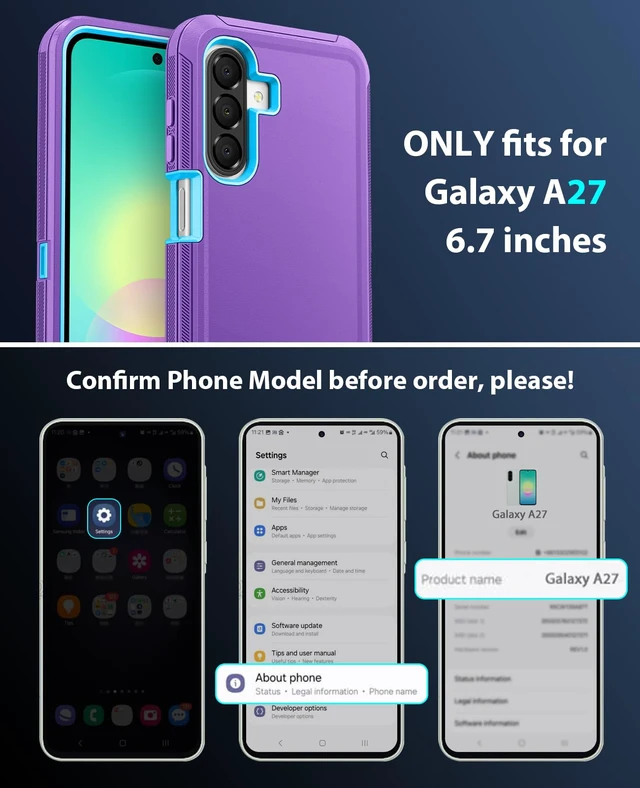 Alt view image 2 of 7 - for Samsung Galaxy A27 5G Case Rugged & Tough Protection - Purple | Shockproof Bumper & Durable Dual-Layer Back Cover with Port Dustproof/ Drop Poof Scratch Tough Protection Armor Phone Cases
