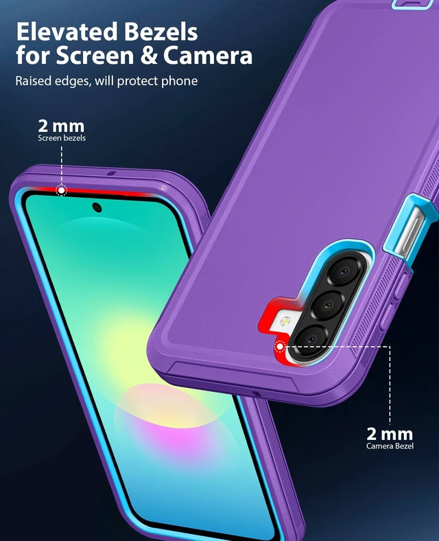 Alt view image 4 of 7 - for Samsung Galaxy A27 5G Case Rugged & Tough Protection - Purple | Shockproof Bumper & Durable Dual-Layer Back Cover with Port Dustproof/ Drop Poof Scratch Tough Protection Armor Phone Cases