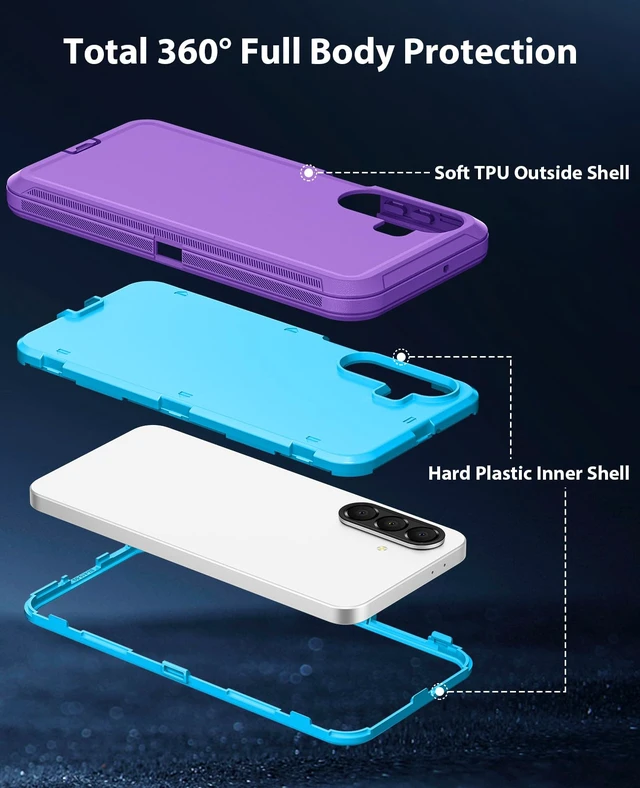 Alt view image 7 of 7 - for Samsung Galaxy A27 5G Case Rugged & Tough Protection - Purple | Shockproof Bumper & Durable Dual-Layer Back Cover with Port Dustproof/ Drop Poof Scratch Tough Protection Armor Phone Cases