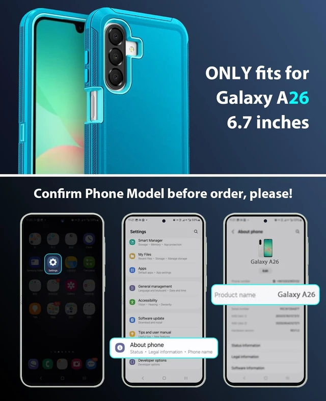 Alt view image 2 of 7 - for Samsung Galaxy A26 5G Case Rugged & Tough Protection, Turquoise | Shockproof Bumper & Durable Dual-Layer Back Cover with Port Dustproof/ Drop Poof Scratch Tough Protection Armor Phone Cases