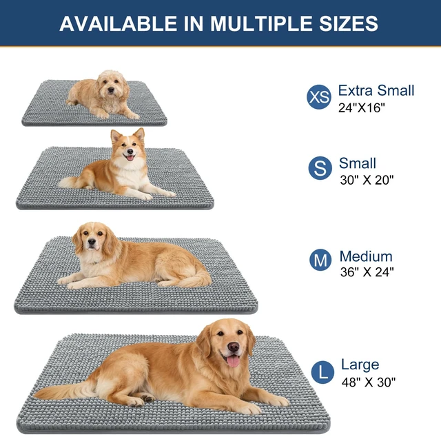 Alt view image 2 of 7 - Dog Door Mat for Muddy Paws 30x20, Absorbent Chenille Mud Doormat | Grey, Non-Slip, Machine Washable, Dirt-Trapping Doormat for Indoor Entryways, Quick-Drying Pet Mat for Dogs