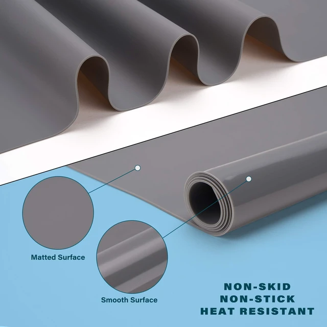 Alt view image 3 of 7 - Silicone Craft Sheet Dark Gray 27.6" x 19.7" - Large Nonstick Nonskid Desk Work Mat & Countertop Protector