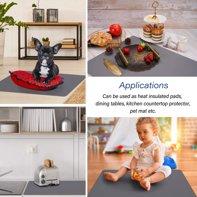 Alt view image 6 of 7 - Silicone Craft Sheet Dark Gray 27.6" x 19.7" - Large Nonstick Nonskid Desk Work Mat & Countertop Protector