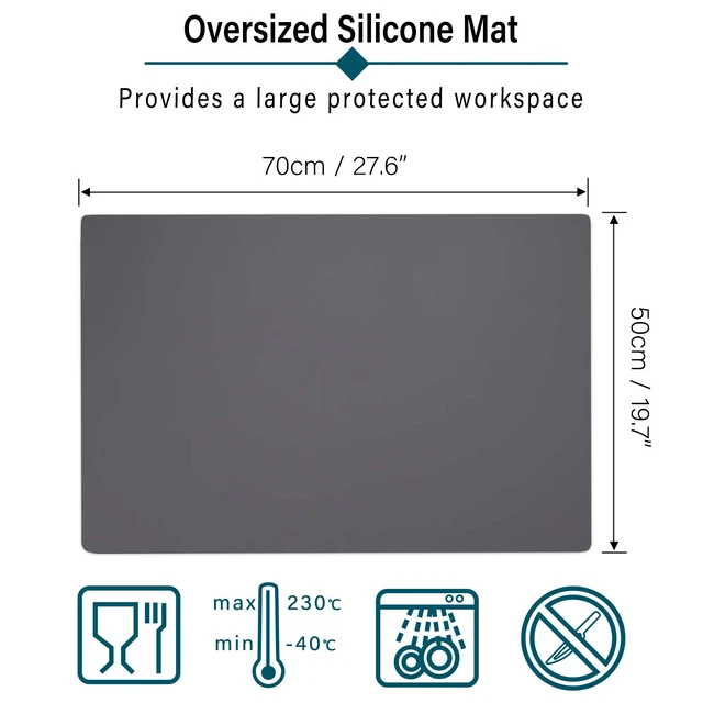 Alt view image 2 of 7 - Silicone Craft Sheet Dark Gray 27.6" x 19.7" - Large Nonstick Nonskid Desk Work Mat & Countertop Protector