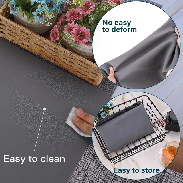 Alt view image 7 of 7 - Silicone Craft Sheet Dark Gray 27.6" x 19.7" - Large Nonstick Nonskid Desk Work Mat & Countertop Protector