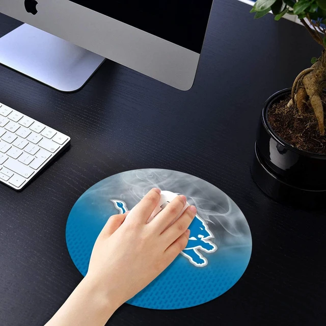 Alt view image 7 of 7 - Sports Round Mouse Pad,Non-Slip Rubber Base Mousepad for Computers Laptop Desk,Red Design Gaming Mouse Mat for Football Fans