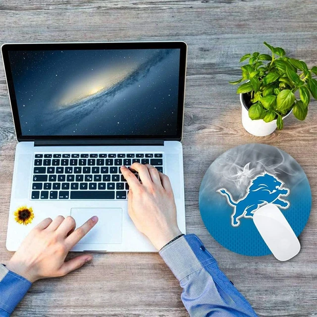 Alt view image 6 of 7 - Sports Round Mouse Pad,Non-Slip Rubber Base Mousepad for Computers Laptop Desk,Red Design Gaming Mouse Mat for Football Fans
