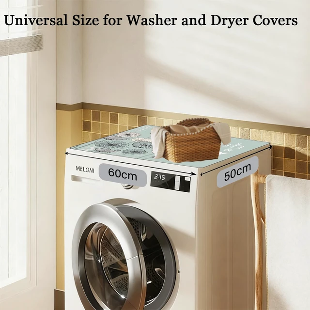 Alt view image 2 of 6 - Washer and Dryer Covers for the Top, Non-slip Dryer Top Protector Mat, Dust-proof Washing Machine Cover, 23.6" x 19.7" (blue, 23.6" x 19.7")