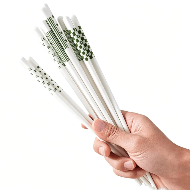 Alt view image 2 of 7 - 5 Pairs Ceramic Chopsticks,9.65inch High-grade Bone Porcelain Chinese Chopsticks,Reusable chopsticks are suitable for Chinese and Japanese food, takeaway (GREEN)