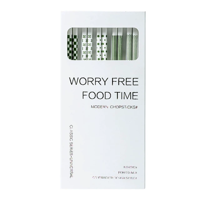 Alt view image 3 of 7 - 5 Pairs Ceramic Chopsticks,9.65inch High-grade Bone Porcelain Chinese Chopsticks,Reusable chopsticks are suitable for Chinese and Japanese food, takeaway (GREEN)