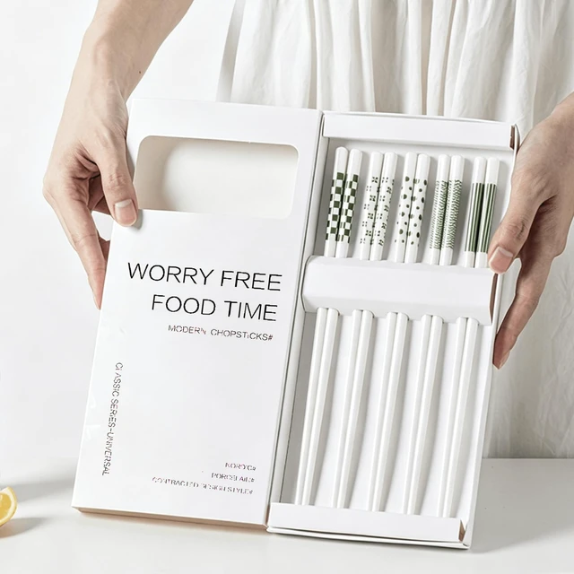 Alt view image 7 of 7 - 5 Pairs Ceramic Chopsticks,9.65inch High-grade Bone Porcelain Chinese Chopsticks,Reusable chopsticks are suitable for Chinese and Japanese food, takeaway (GREEN)