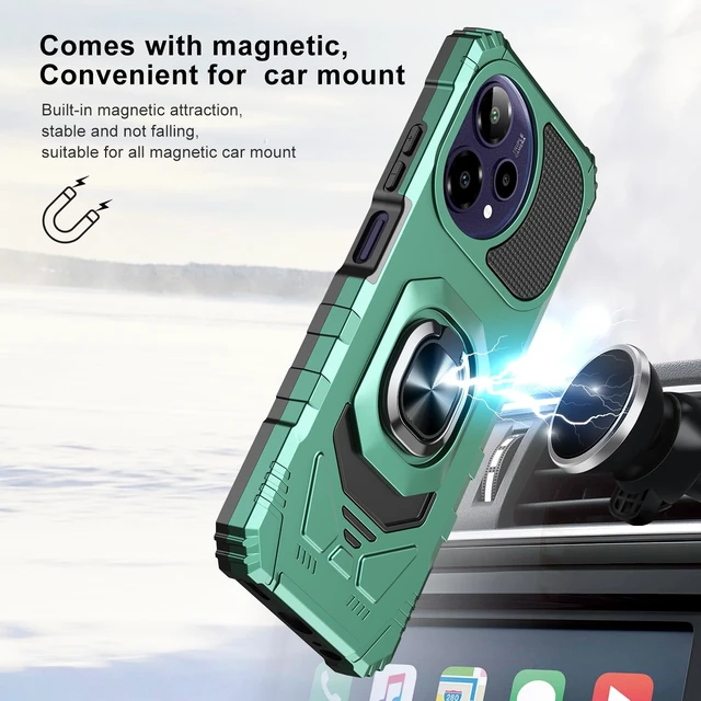 Alt view image 6 of 7 - for Cricket Icon Plus 2026 Phone Case/AT&T Verge 2 Case with Tempered Glass Screen Protector,Military Grade Heavy Duty Shockproof Protective Cover,with Ring Kickstand (Dark Green)