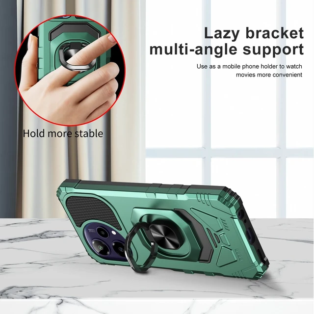 Alt view image 4 of 7 - for Cricket Icon Plus 2026 Phone Case/AT&T Verge 2 Case with Tempered Glass Screen Protector,Military Grade Heavy Duty Shockproof Protective Cover,with Ring Kickstand (Dark Green)