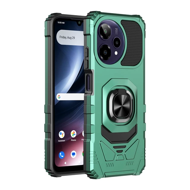 Alt view image 7 of 7 - for Cricket Icon Plus 2026 Phone Case/AT&T Verge 2 Case with Tempered Glass Screen Protector,Military Grade Heavy Duty Shockproof Protective Cover,with Ring Kickstand (Dark Green)