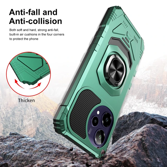 Alt view image 5 of 7 - for Cricket Icon Plus 2026 Phone Case/AT&T Verge 2 Case with Tempered Glass Screen Protector,Military Grade Heavy Duty Shockproof Protective Cover,with Ring Kickstand (Dark Green)