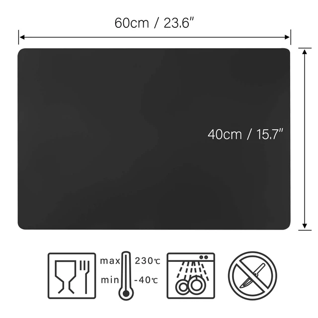 Alt view image 2 of 6 - Black Extra Large Silicone Mat, 23.6 x 15.7 inches Silicone Craft Sheet, Resin Casting Molds Mat, Countertop Protector, Placemat Table Saver Pad, Reusable Nonstick Nonskid