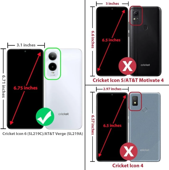 Alt view image 5 of 7 - for Cricket Icon 6, AT&T Verge 3-in-1 Case with Screen Protector, for Cricket Icon 6, AT&T Verge Phone Case Full Body Protection,Hard PC Bumper & Silicone Back Military Grade Cover.(Black)