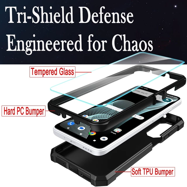 Alt view image 2 of 7 - for Cricket Icon 6, AT&T Verge 3-in-1 Case with Screen Protector, for Cricket Icon 6, AT&T Verge Phone Case Full Body Protection,Hard PC Bumper & Silicone Back Military Grade Cover.(Black)