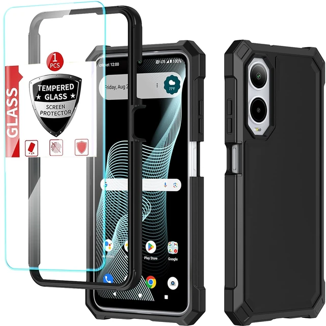 Alt view image 3 of 7 - for Cricket Icon 6, AT&T Verge 3-in-1 Case with Screen Protector, for Cricket Icon 6, AT&T Verge Phone Case Full Body Protection,Hard PC Bumper & Silicone Back Military Grade Cover.(Black)