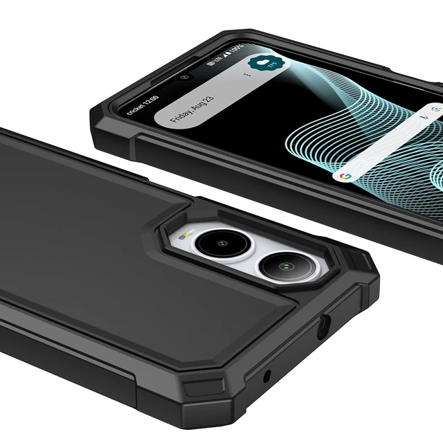 Alt view image 6 of 7 - for Cricket Icon 6, AT&T Verge 3-in-1 Case with Screen Protector, for Cricket Icon 6, AT&T Verge Phone Case Full Body Protection,Hard PC Bumper & Silicone Back Military Grade Cover.(Black)