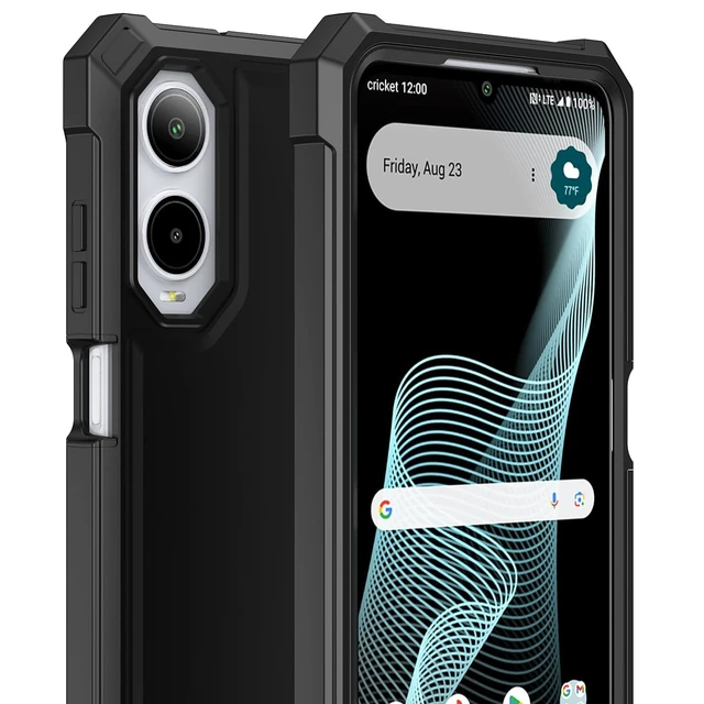 Alt view image 7 of 7 - for Cricket Icon 6, AT&T Verge 3-in-1 Case with Screen Protector, for Cricket Icon 6, AT&T Verge Phone Case Full Body Protection,Hard PC Bumper & Silicone Back Military Grade Cover.(Black)