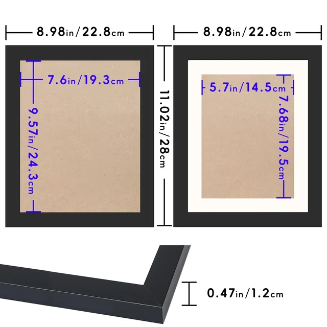 Alt view image 5 of 7 - Black 8x10 Picture Frame with Mat for 6x8 Display, Desk Wall Photo Frame for Horizontal and Vertical, 1 Pack