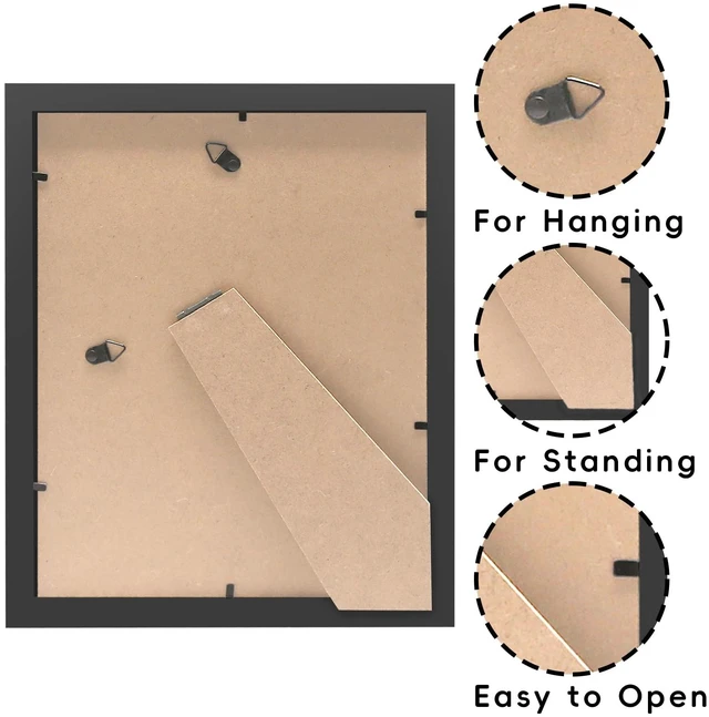 Alt view image 7 of 7 - Black 8x10 Picture Frame with Mat for 6x8 Display, Desk Wall Photo Frame for Horizontal and Vertical, 1 Pack